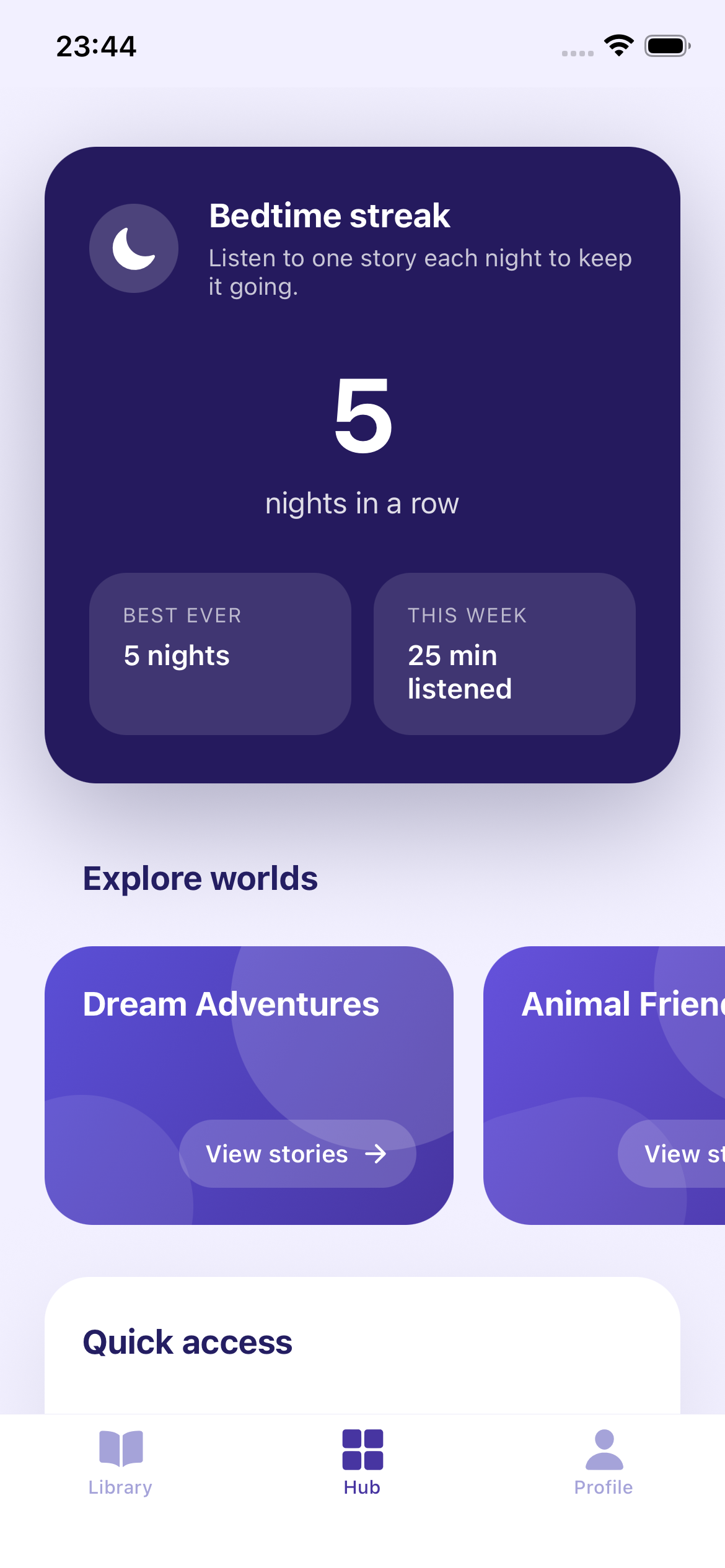 Streak progress screen